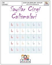 okul öncesi 1 sayısı çizgi çalışması